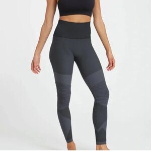 Spanx black seamless moto leggings